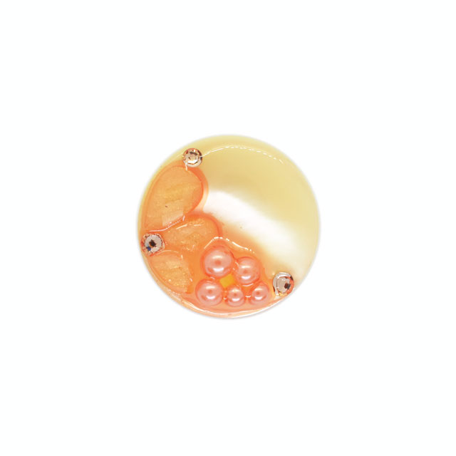 ボタン シェルべースフラワージュエルボタン （86892） 20mm 34.オレンジ 08Bg99_