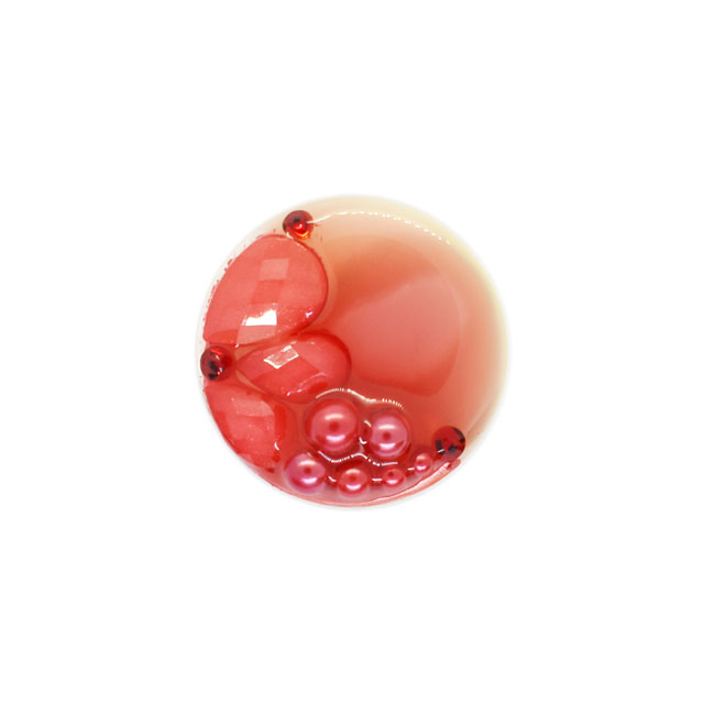 ボタン シェルべースフラワージュエルボタン （86892） 23mm 16.レッド 08Bg99_