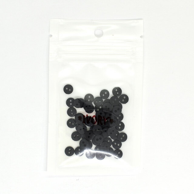 Button - ドール用 2つ穴 プラボタン 6mm 60個入 黒 06Ab99_