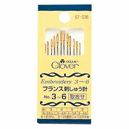 ●サイズ：No.3　太さ 0.99mm×長さ 44.5mm　/No.4　太さ 0.91mm×長さ 42.9mm　/No.5　太さ 0.84mm×長さ 41.3mm　/No.6　太さ 0.76mm×長さ 39.7mm●内容：12本入（No.3・No.5 各4本入　No.4・No.6 各2本入）●種類：ノーマルポイント（鋭い針先で、刺しゅう、パッチワークやキルトなどに適しています。）【商品の特徴】針先が尖っているので、布通りがとてもスムーズです。【ご注文前に必ずお読み下さい】・表示価格は1パックの価格です。・ご覧になるディスプレイ環境により、実際のお色と異なる場合がございます。・当社の他オンラインショップと在庫を共有しており、注文が確定しても完売・欠品の場合があります。予めご了承下さい。