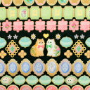 〔メール便対応商品〕 生地 22fabric -ニャンニャンファブリック- 9th collection アイシングクッキー/ローン(DP4440) 7C.ブラック 09Ac04j