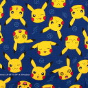 〔メール便対応商品〕 生地 ポケットモンスター ピカチュウフェイス柄/オックス(G6126) 1B.ネイビー 09Ae99_(3)