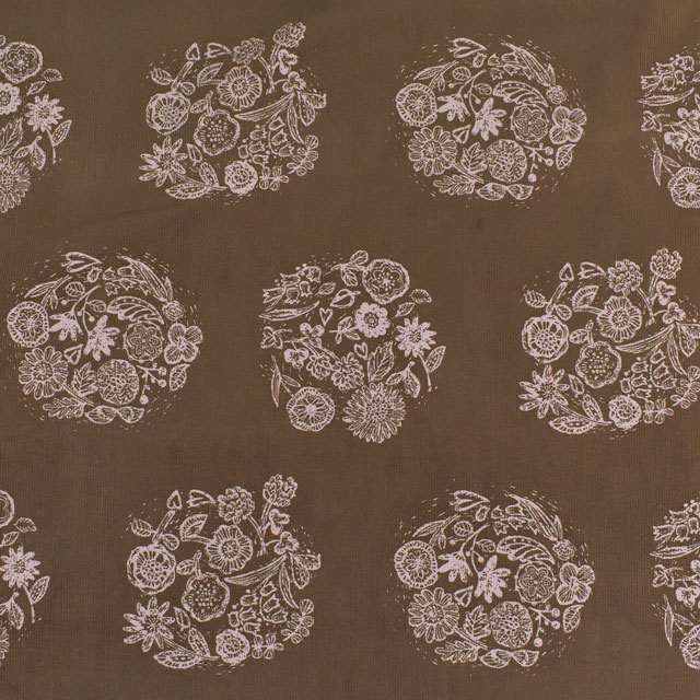 生地 mjuk-ミューク- 21W コーデュロイプリント 押し花（142-1282） A4.ブラウン 09Ae99_