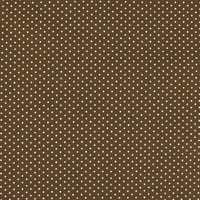 〔メール便対応商品〕生地 水玉ブロード（288190-1） 1-24.茶地×白 (H)_k4_
