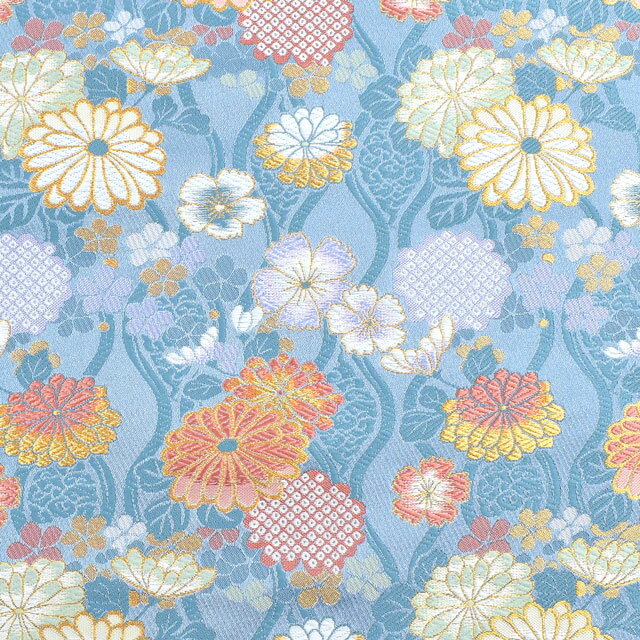 金襴生地 洛レイ胴入 雛菊（840-10335） 水色 09Bh18_