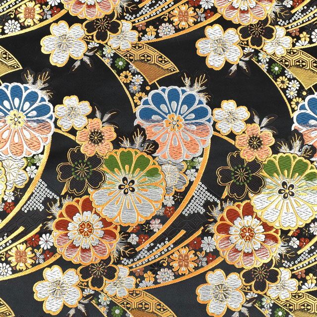 金襴生地 洛レイ胴入2号 花浪漫（2-8984-2） 黒 09Bh18_