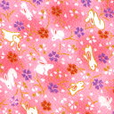 〔メール便対応商品〕ちりめん生地 京友禅 桜うさぎ(121180) 5112.桃色 09Bh18_