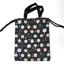 \期間限定20%OFF/ 完成品 ちいかわ総柄縦型巾着(CW43723) BK.ブラック 15Yy88_