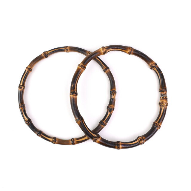 竹バッグ持ち手 丸（BB-4） 425.焼き焦茶 約14.5cm 08Cl99_