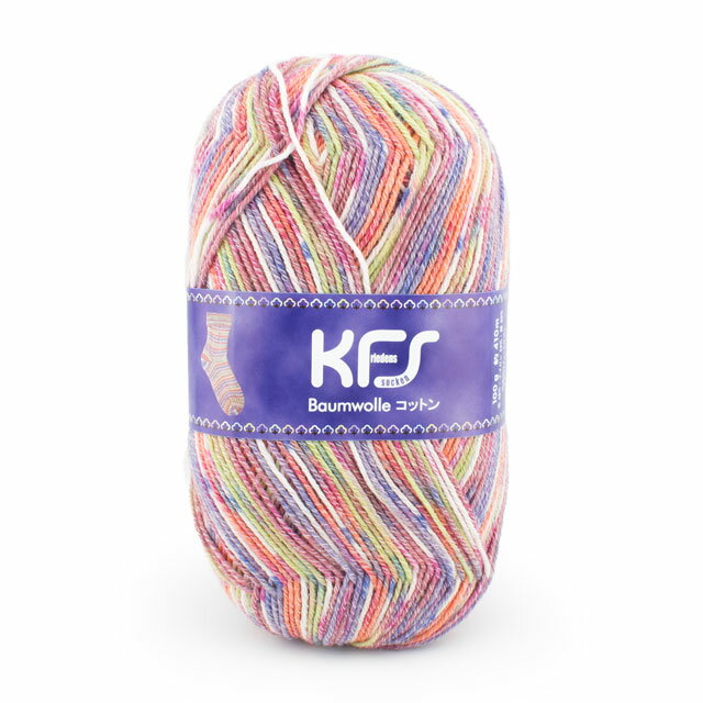 毛糸 Opal-オパール- オリジナルコットン 4ply/4本撚り KFS154.ノイン/オレンジ パープル系マルチカラー (M)_b1j