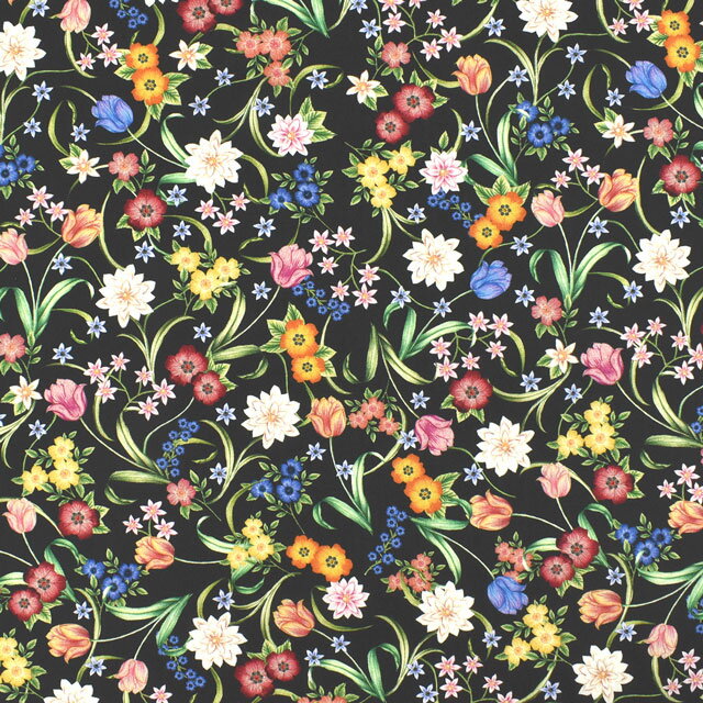 生地 LIBERTY FABRICS リバティ ファブリックス タナローン 2022SS Floralove Collection ASTRAL MEADOW アストラル メドゥ（3636413） C.ブラック (H)_k4j