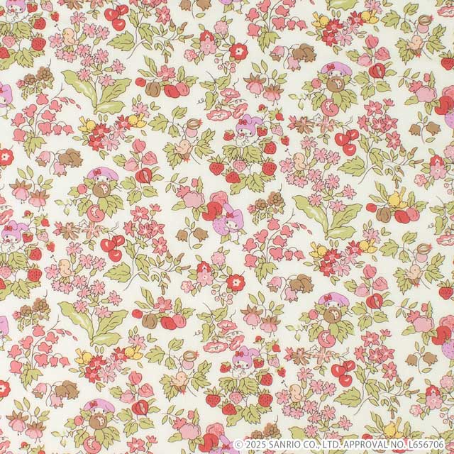 〔メール便対応商品〕 生地 LIBERTY FABRICS リバティ・ファブリックス タナローン 2025SS My Melody & Little Twin Stars 50th Anniversary Collection ナンシーズ・オーチャード（DC30715） J25A.ピンク (H)_k4jのサムネイル