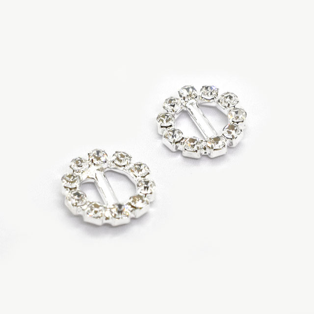 ドール用 ラインストーンバックル クリア×シルバー 2個入 06Ab99_