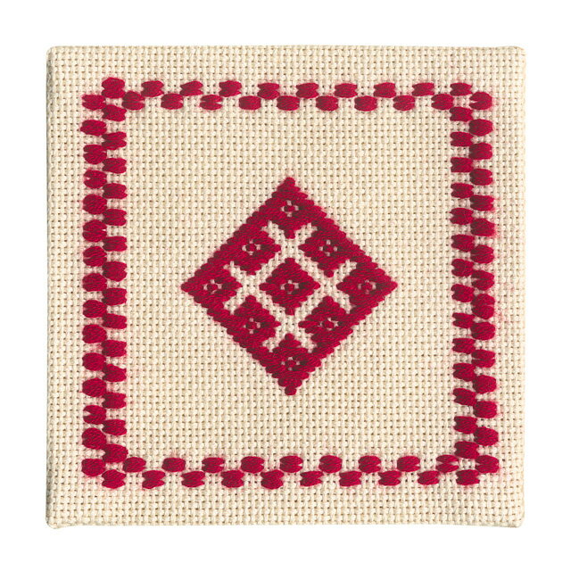 オリムパス こぎん刺しキット コースター（18） 赤 06Bi99_