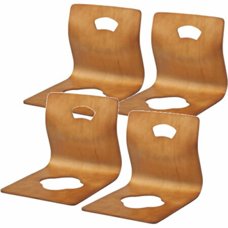 14時迄のご注文で当日発送・お買得価格曲げ木の木製座イス4脚組・ブラウンのサムネイル