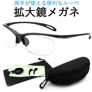 眼鏡型拡大鏡 1．6倍 メガネ ルーペ 6点セット ブラック パープル