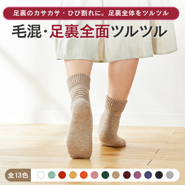 【新色追加！】【足裏全面ツルツル靴下 毛混】足裏のガサガサ ひび割れにクリームいらずあったか×安心×楽チンの足裏ケア靴下かかとつるつる 足裏つるつる 足裏全面つるつる 足裏角質除去 かかと靴下【2足までメール便可】 ★720 太陽ニットのサムネイル