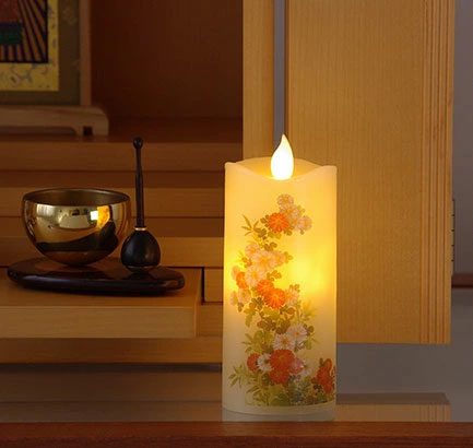 LEDローソク いろはあかりS 菊花Sサイズ キッカ（無香）S7687-00-40乾電池 キャンドル型LEDライト タイマー お仏壇 盆提灯 コンパクト 炎のゆらぎ 間接照明 仏前 仏具 おくやみ ロウソク LEDろうそくカメヤマキャンドル LEDキャンドルライト