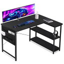 YeTom ゲーミングデスク l字デスク pcデスク 右棚左棚 幅107cm ゲーミングテーブル gaming desk 収納袋付きオフィスデスク ゲームデスク ゲーミング机 ??桌 つくえ ライティングデスク 黒い