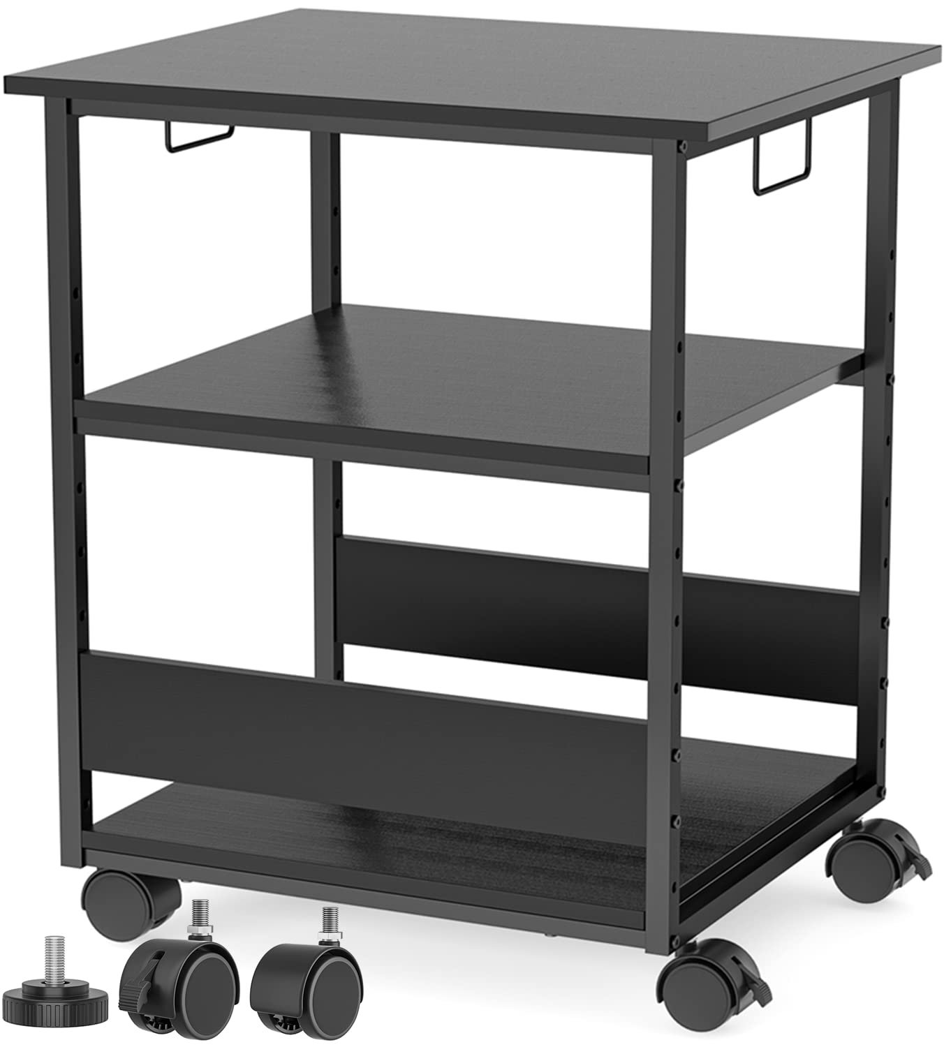 Holdm [W60*D50*H70cm]プリンター台 キャスター付き パソコンラック 中棚高さ9段階調節 両側取っ手付き..