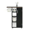 サニーポイント ハンドル付き超スリム トイレラック | キャスター付きトイレットペーパーホルダー | 隙間収納カート 人工木目調天板 - (ブラック)