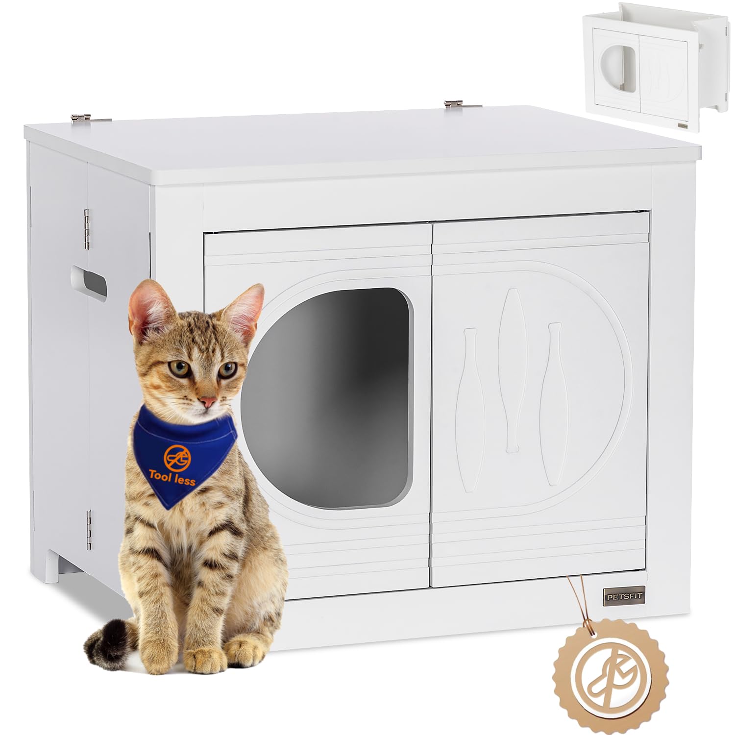 PETSFIT トイレ収納ラック 猫家具 猫用トイレ収納カバー トイレ収納 猫砂飛散防止 ニオイ軽減 簡単お手..