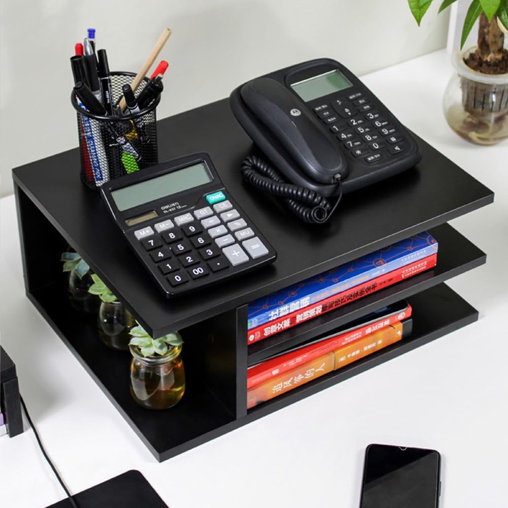 HEEOREV デスク上置き棚 収納ラック プリンタースタンド （サイズ：40x30x17cm） 卓上 収納 収納付きプ..