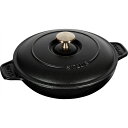 staub ストウブ 「 ラウンド ホットプレート ブラック 20cm 」 両手 鋳物 ホーロー 浅型 IH対応 【日本正規販売品】 Hot Plate 40509-579