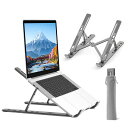 BoYata ノートパソコン スタンド PCスタンド iPadスタンド 折りたたみ式 ラップトップスタンド 本スタンド 6段階調節可能 軽量 放熱 アルミ合金製 15.6インチまでデバイスに対応 在宅/出勤勤務 収納袋付き グレー