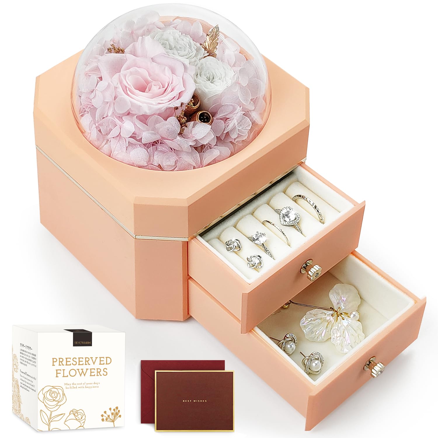 SENJWARM プリザーブドフラワー プレゼント 記念日 枯れない花 バラ 彼女 妻 結婚式 記念日 贈り物 バレンタインデー、Valentine、ホワイトデ...