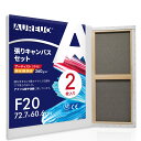 AUREUO 張りキャンバス セット F20 (72.7cmX60.6cm) 中目 綿化繊混紡 2枚 初心者 絵画用具 芸術絵創作 現代油絵 美術装飾 水彩画・油絵画・アクリル兼用