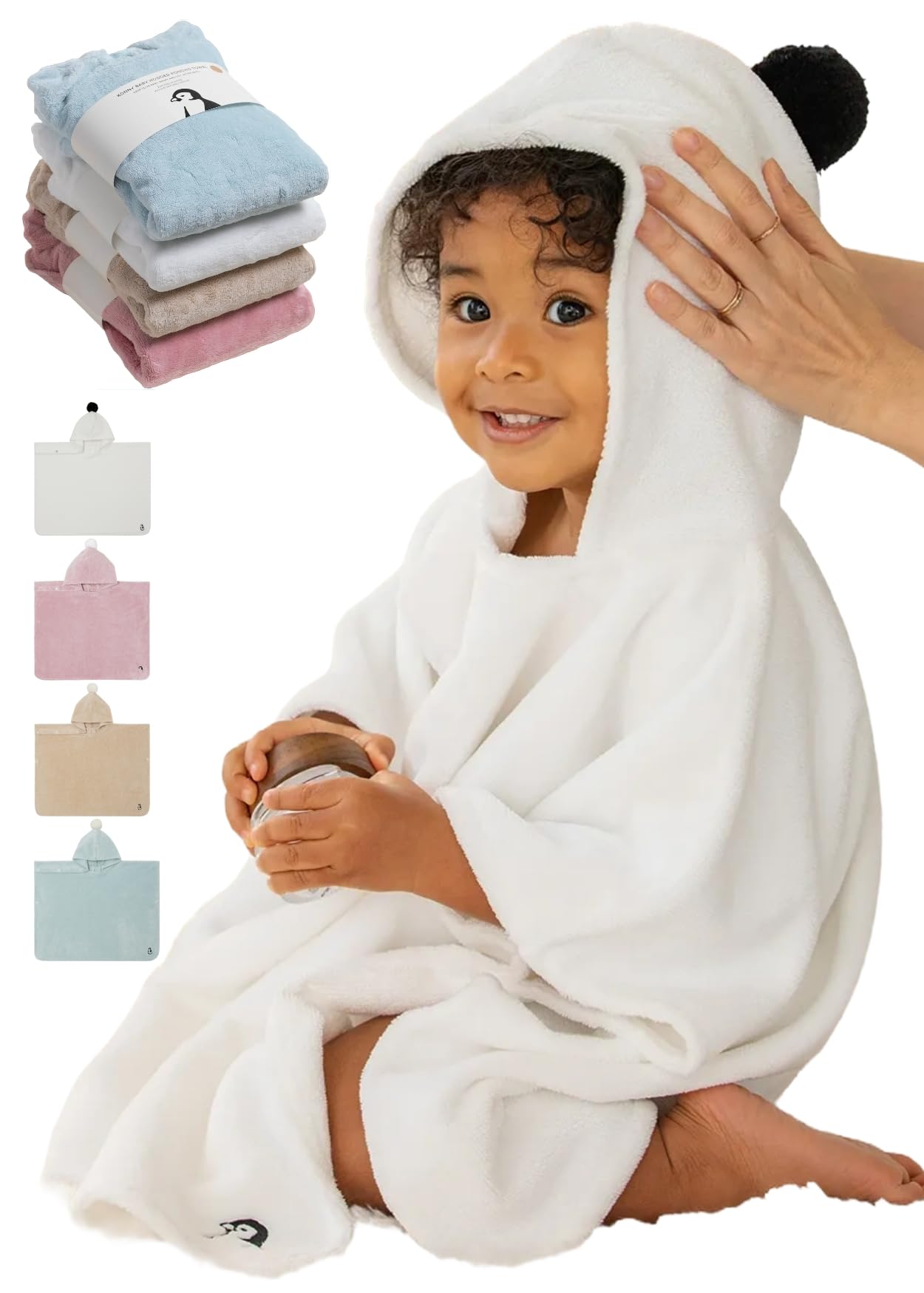 コニーベビーフードタオル(Konny) エコテックス認証 湯冷め防止 柔らか 吸水性 バスタオル お風呂 プール 沐浴 フード付き バスポンチョ ふわふわ 赤ち...