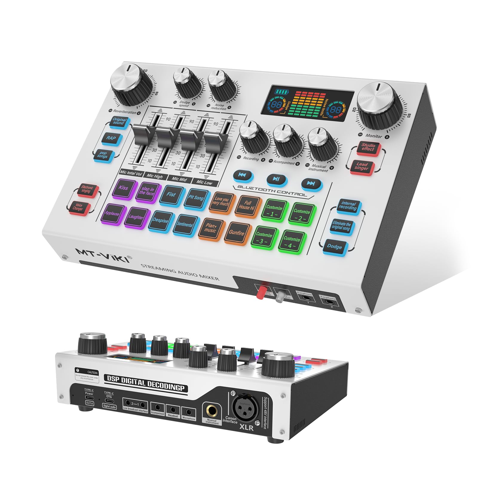MT-VIKI ゲーミングオーディオミキサー2.25 LCDスクリーンPC用/携帯ライブストリーミング録音ポッドキ..