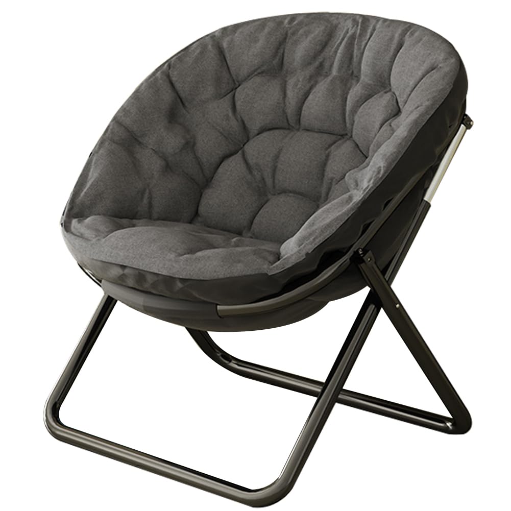 Floralies リクライニングチェア 折りたたみ式 完成品 足置き台付き リラックス 折りたたみチェア ガーデンチェア パーソナル 持ち運び簡単 屋内 屋外 兼用 通気性よい(チャコール, 1人掛け（幅80×奥行45×高90cm）)