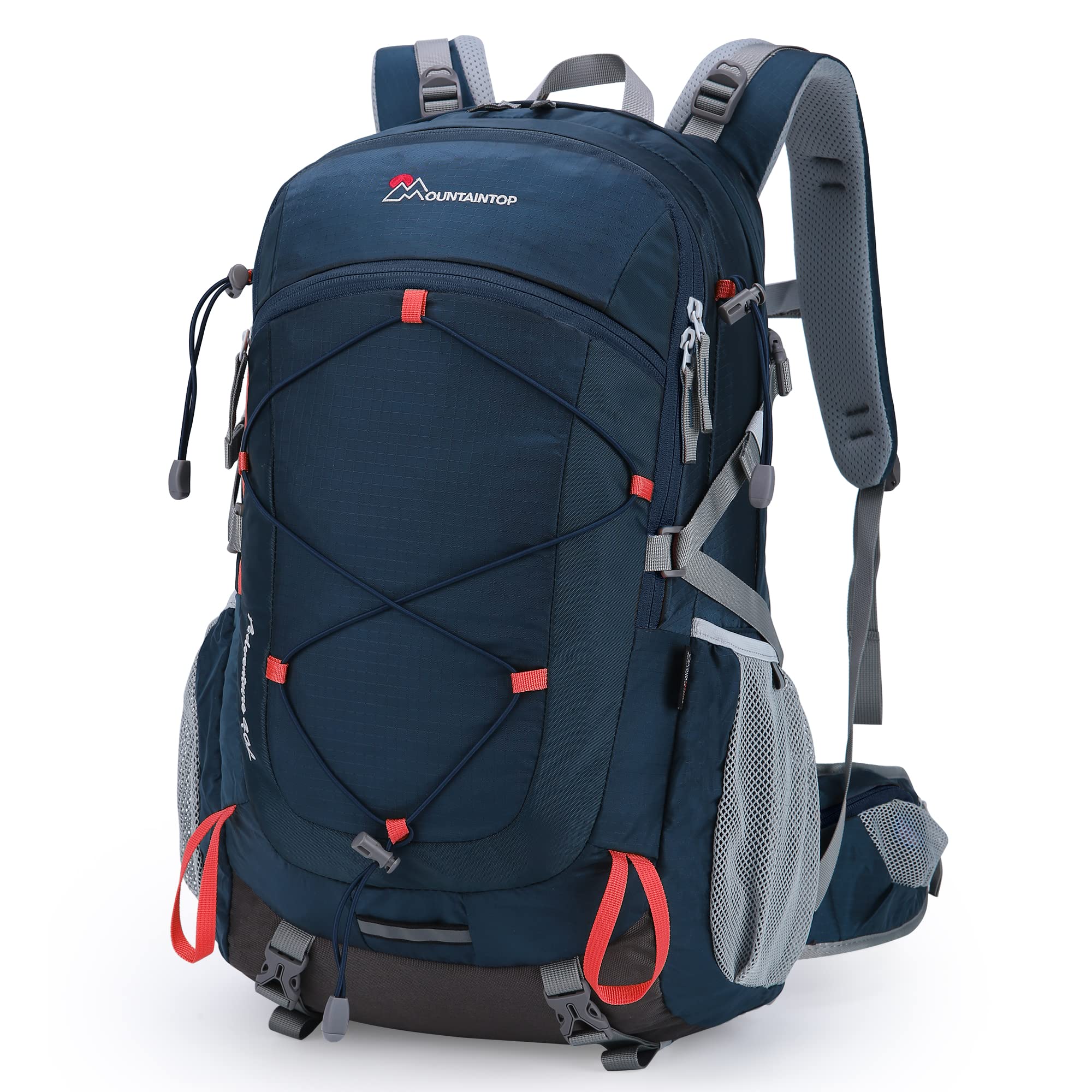 楽天お買い得本舗　岡山店[MOUNTAINTOP] マウンテントップ バックパック 40L リュック 登山 ザック アウトドア 旅行用 バッグ リュックサック 防水 軽量 レインカバー付き ブルー×オレンジ