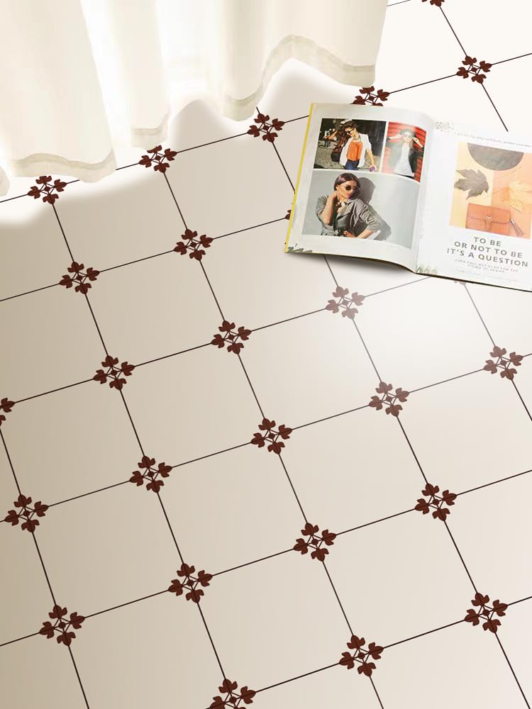 MORCART フロアタイル 置くだけ 貼るだけ フロアシート 接着剤不要 床 リメイクシート DIY トイレ 浴室 玄関 キッチン フローリングシート 防水 滑り防止 剥がせる 賃貸OK (20*20cm*40枚 / 約1畳分, フランス花柄)