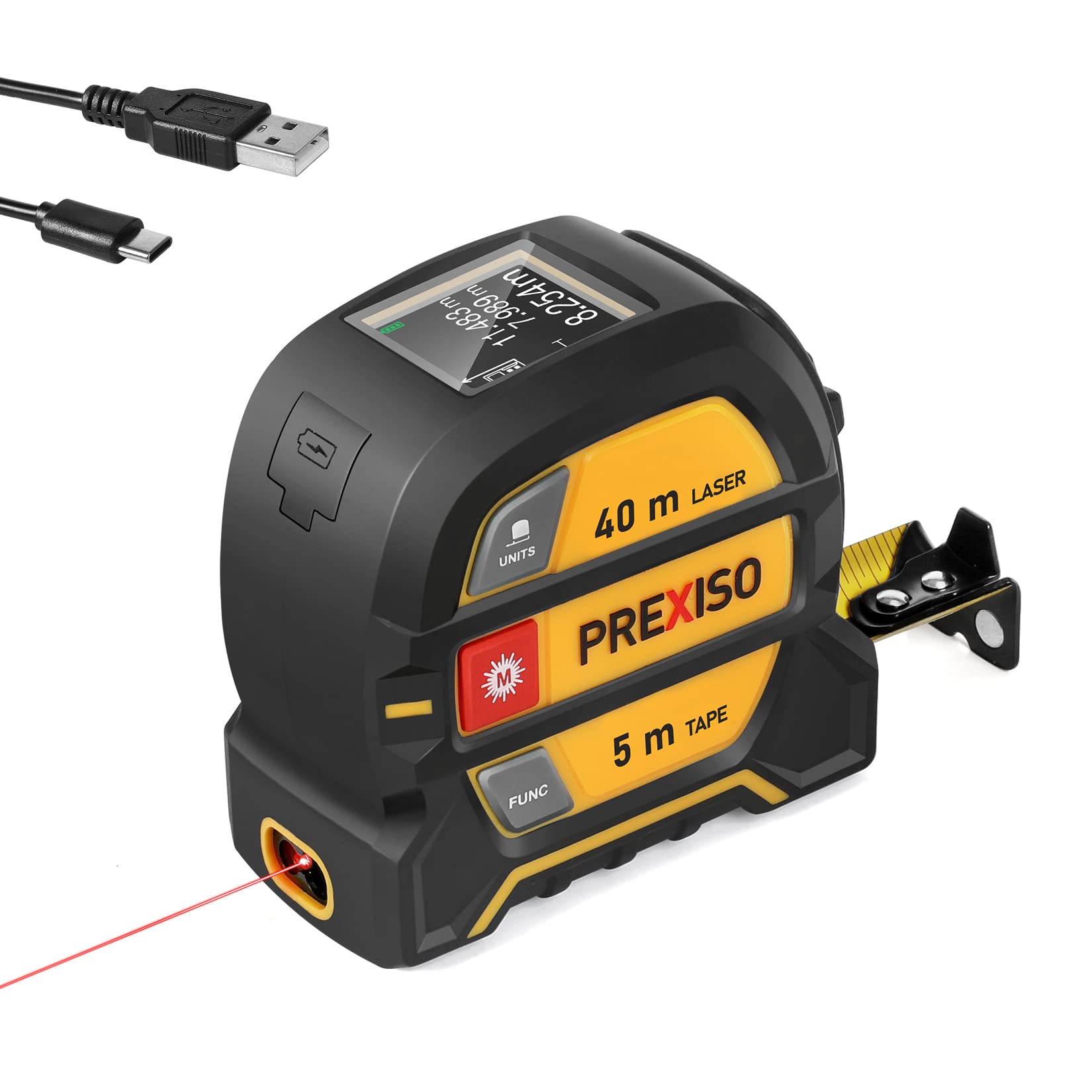 PREXISO メジャー レーザー距離計 デジタルメジャー コンベックス PSC認定取得 1台2役 重型 最大測定距..