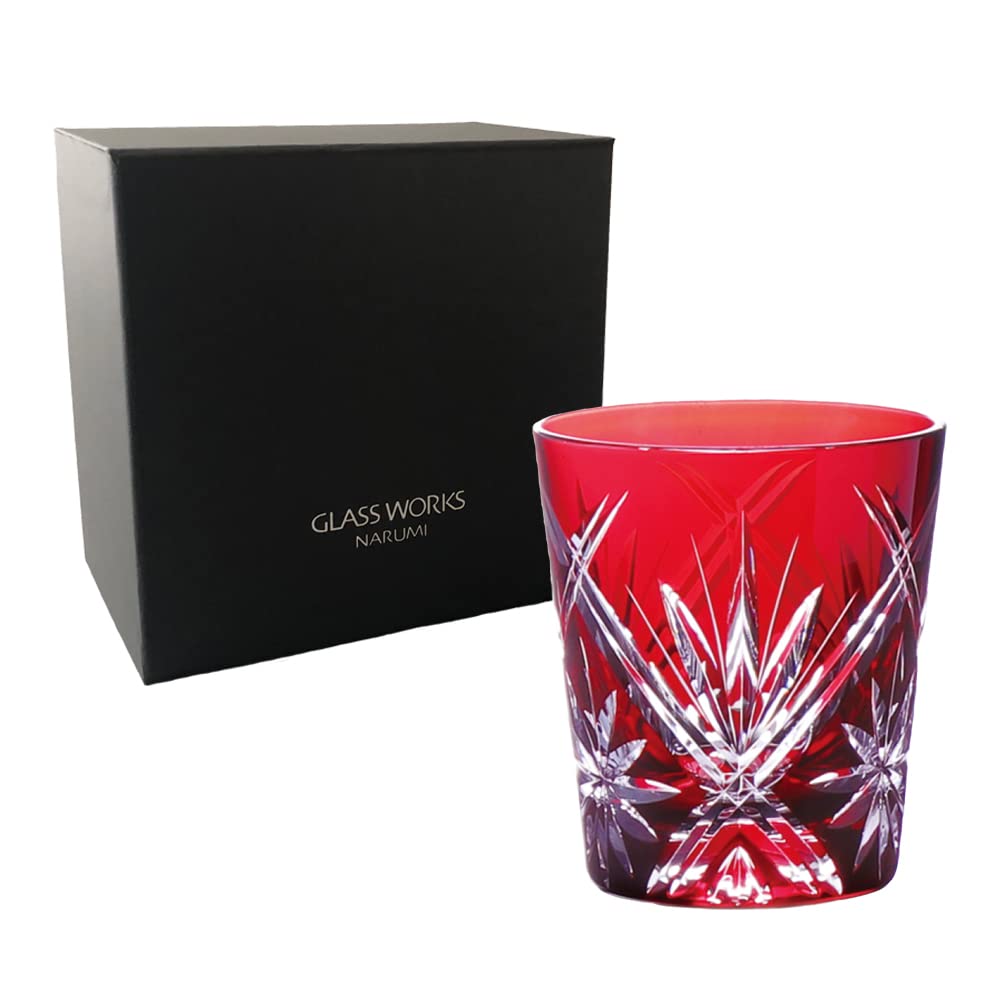 NARUMI(ナルミ) ロックグラス グラスワークス ワルツ 270cc 赤 色被せ 切子 ウィスキーグラス オールドグラス 父の日 プレゼント ギフトボックス...