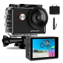Apexcam M90 proアクションカメラ 4K 自撮り棒付き 外部マイク 40M防水 手振れ補正 170度広角レンズ WiFi搭載 防水ケース付き ループ録画 2インチ液晶画面 バイク/自転車/カート/車に取り付け可能 アクセサリーセット付き 120