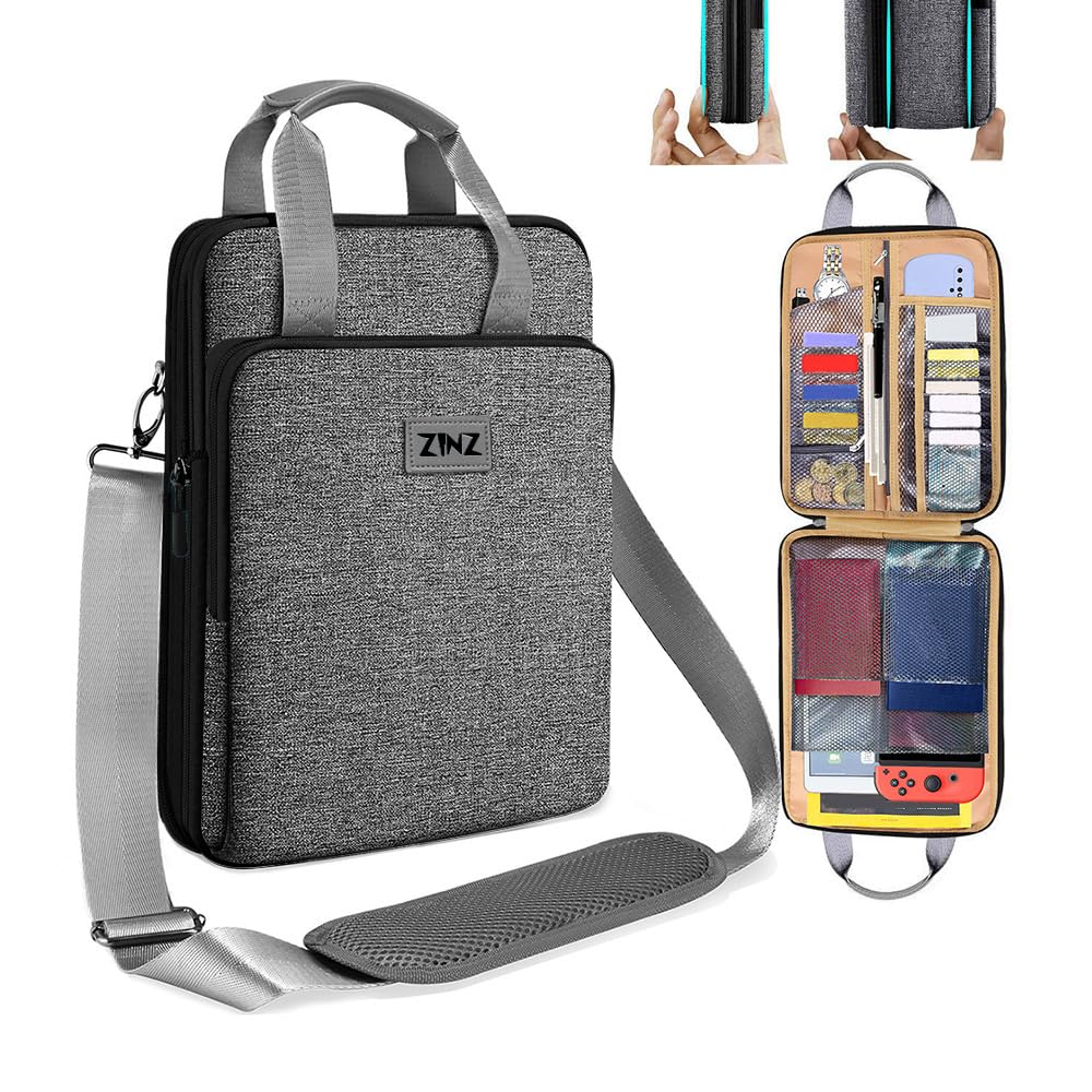 [ZINZ] スリムで拡張可能なケース 12.9 13 インチ トラベル ノートパソコン ショルダーバッグ MacBook Air 13" M3/M2/M1、MacBook Pro 13" M2/M1、iPad Pro 12.9"/13"/11"、iPad