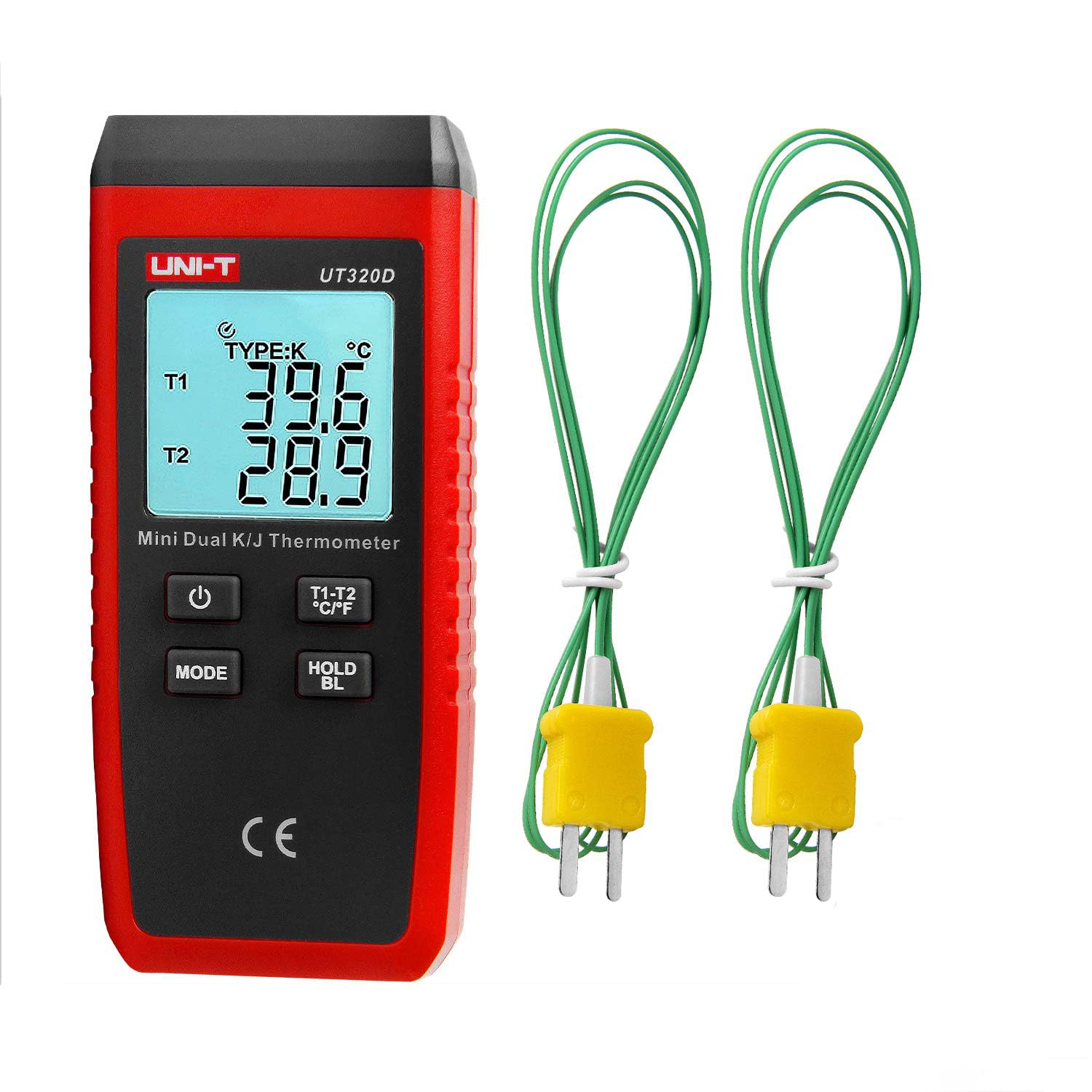UNI-T 熱電対温度計 K/Jタイプ 温度差測定 温度センサー 高精度 -50-1300℃ デュアルチャンネル 温度計 ..