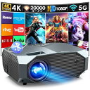 YOWHICK プロジェクター 小型 20000LM 高輝度 1080P解像度 4K対応 5G+2.4GWiFi Bluetooth5.3搭載 HiFiスピーカー内蔵 プロジェクター 家庭用 300インチ大画面 パソコン/スマホ/ipad/Fire TV