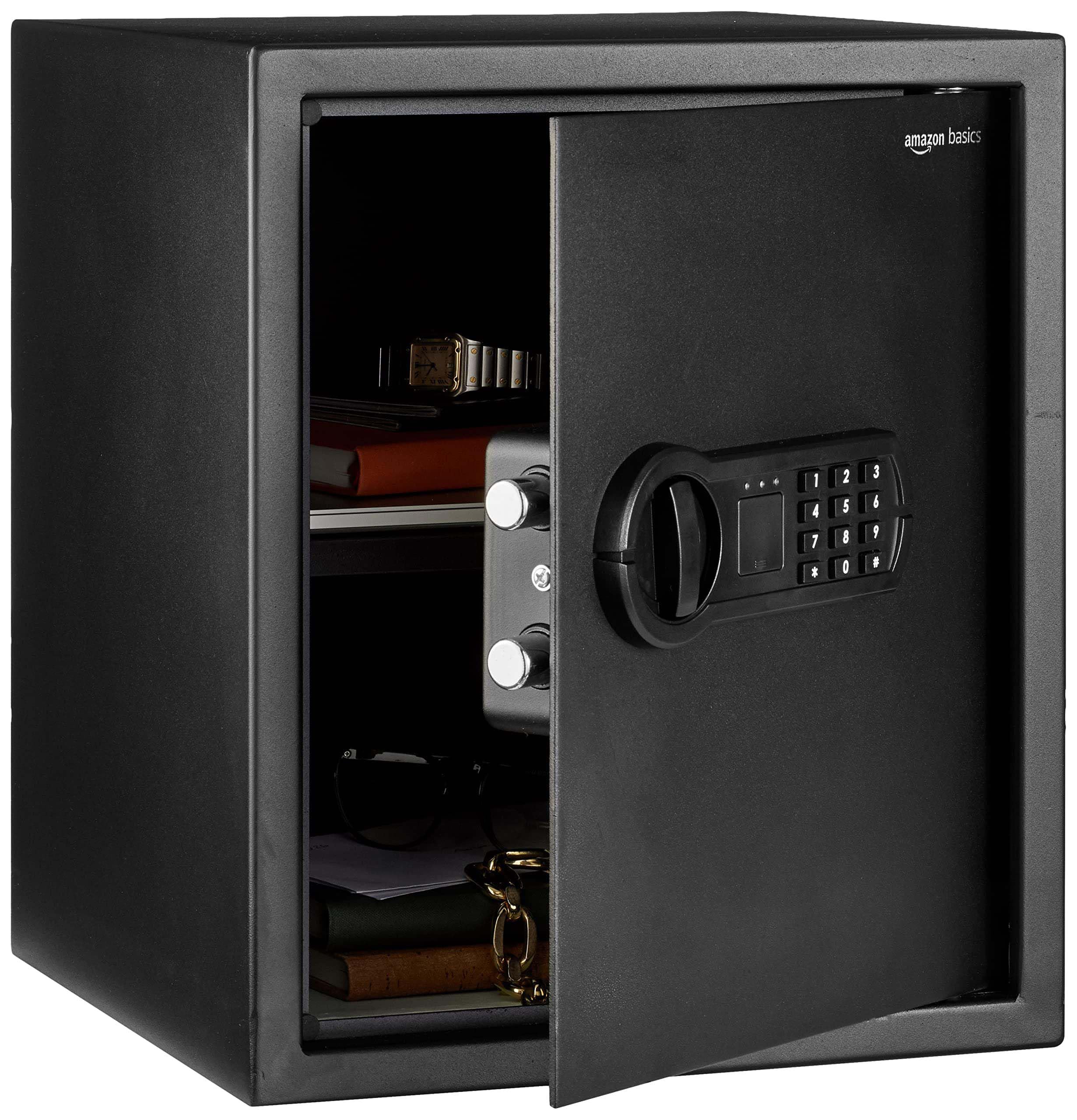 ベーシック 金庫 家庭用 業務用 電子式 テンキー式 43L (幅35 x 奥行33 x 高さ42 cm) スチール ブラック