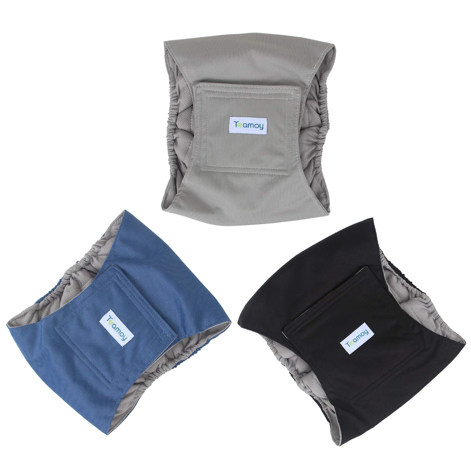 Teamoy マナーベルト 犬用 3点セット グレーのメッシュ裏地 防水加工生地 ウェストサイズ調整可能 マー..