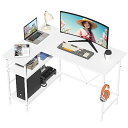 Holdm pcデスク l字デスク パソコンデスク 幅110cm 机 pcデスク 左右両替対応 コーナーデスク 棚板高さ5段可動 ワークデスク 省スペース 書斎 ゲーミング オフィスデスク シンプル L字型 作業机 勉強机 リモートワーク 棚付デスク(ホワ