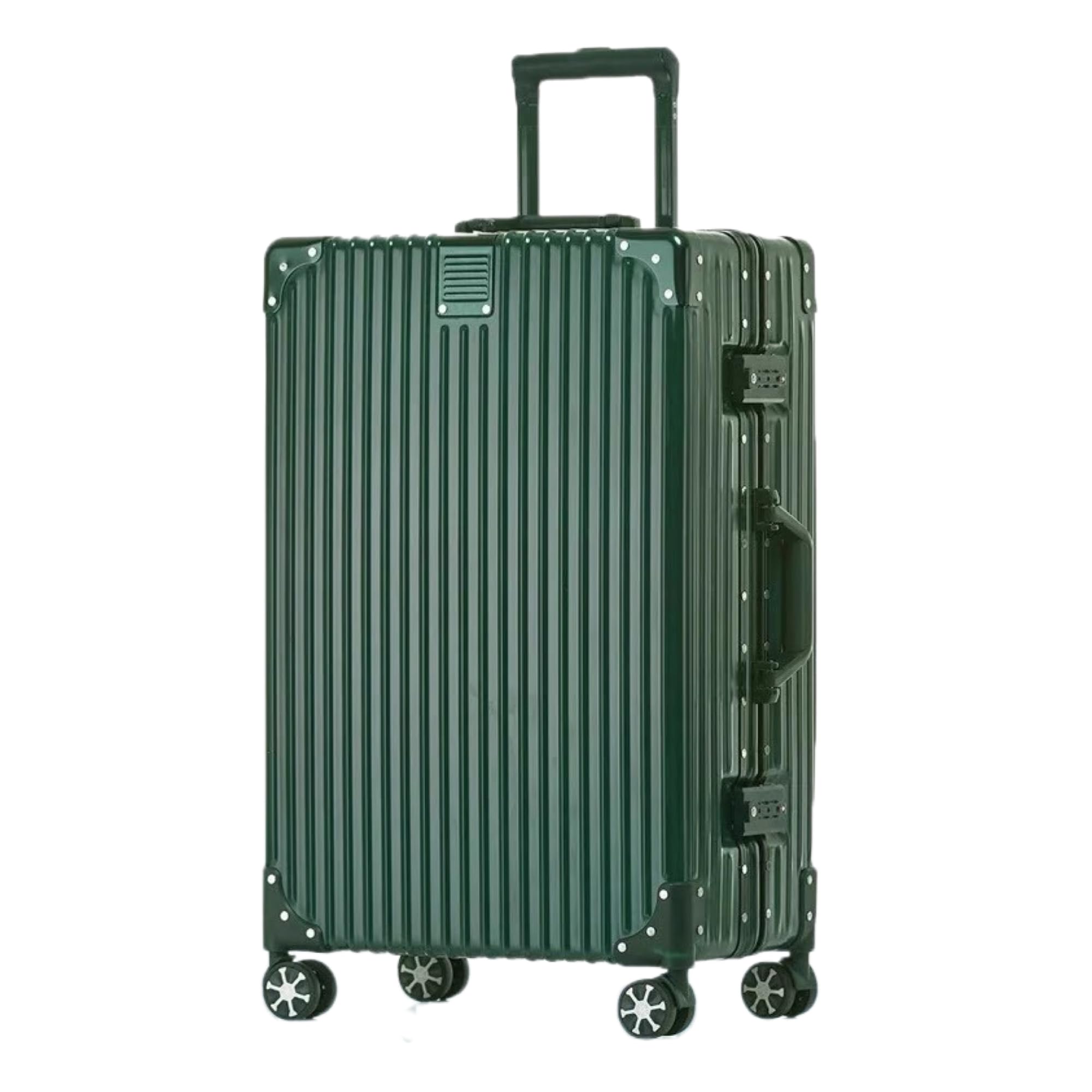 [Yuweijie] スーツケース アルミフレーム キャリー ケース機内持ち込み 預け入れスーツケース 大型トロリーケース 軽量キャリーバッグ 静音ダブルキャスター 耐衝撃 旅行 ビジネス 出張 tsaロック付 保護カバー付き， M サイズ 4泊6日 グリ