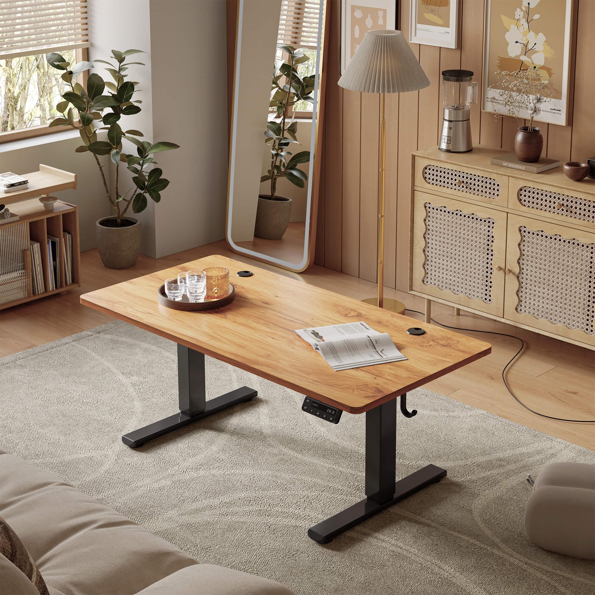 YIHAYO ローデスク 高さ46-72cm 昇降デスク 幅120cm 奥行き60cm 電動 ゲーミングデスク 昇降式デスク 高さメモリー機能 上下昇降デスク 静音 収納フック付き 組み立て簡単 ローテーブル パソコンデスク (ブラウン)