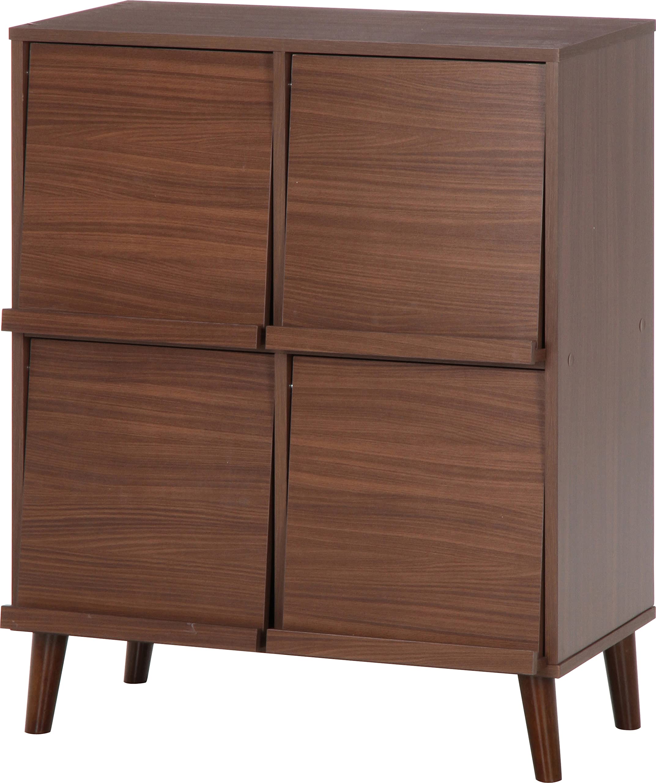 不二貿易 ディスプレイラック リビング収納 4マス 幅79×奥行45×高さ98cm ブラウン マガジンラック フラ..