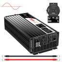 Xijia 正弦波dc-acコンバーター 24v 正弦波 50 60切り替え 瞬間最大4000W,カーインバーター,AC コンセント×2 非常電源・に 防災 太陽光発電 LCDディスプレー搭載 【び リモコン付】 (LCD DC24V (範囲20V-30V