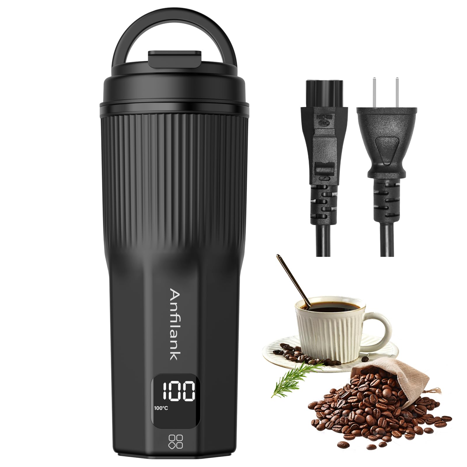 【日本海外兼用】 Anfilank ポータブル電気ケトル 380ml 6段階温度調節 12時間保温 持ち運びケトル トラベル湯沸かし器 三重安全保護 PSE認証...